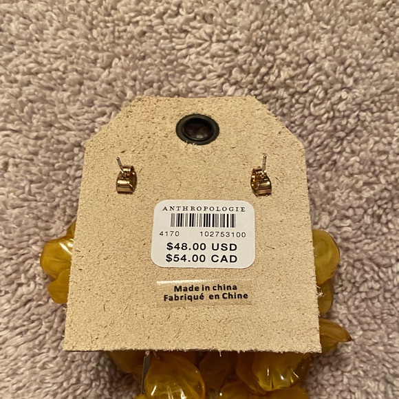 Anthropologie Mustard/Orange Floral Drop Earrings - Picture 2 of 4